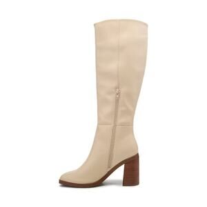 DV by Dolce Vita Flapper Knee High Heeled Boots Ivory - Size 9